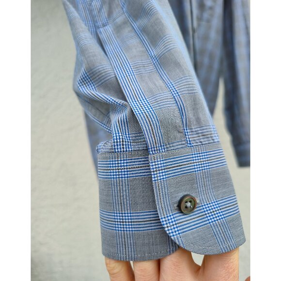 Ermenegildo Zegna Plaid Button-Down Shirt Blue Grey Men’s Luxury Designer Size M - Picture 5 of 11
